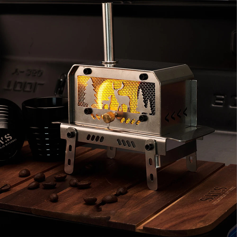 Mini Charcoal Stove Stainless Steel Camping Firewood Stove Rack Desktop Bonfire Stove Incense Burner for Picnic Home Outdoor