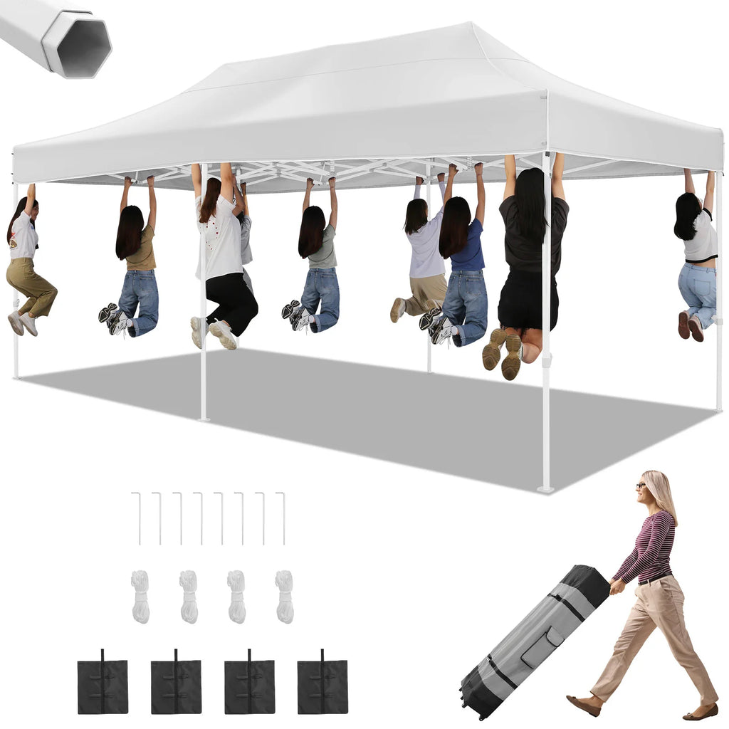 10x20 Heavy Duty Pop Up Canopy Tent for Parties Event Wedding Commercial Instant Canopy with Roller Bag, Party Tent Waterproof