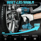 SEESII Cordless Impact Wrench 900N.m Power Impact Gun 1/2'' 3300RPM Brushless Electric Impact Driver for Home Car Truck Mower