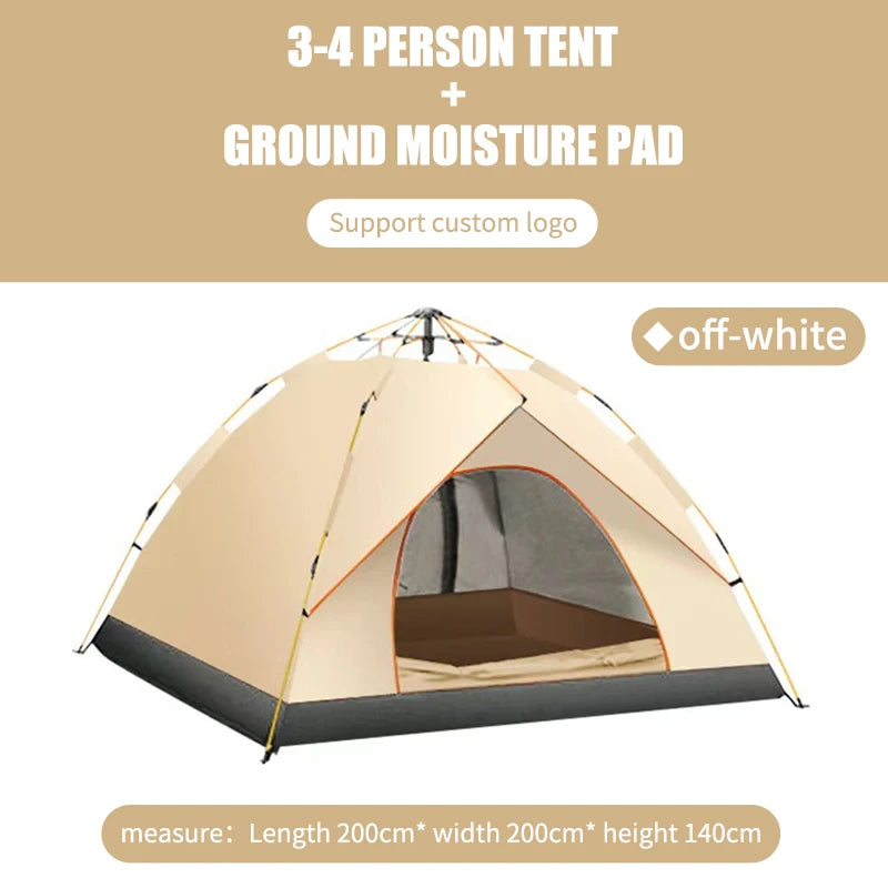 Fully Automatic 3-4 people Double-Layer Beach Camping Tent - Complete Portable Outdoor Family Camping Gear Set