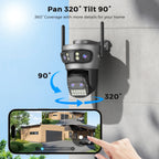 20MP Outdoors Wifi Camera 10K HD Three Lens Security 5G PTZ IP Camera 10X Digital Zoom Lens Human AI Auto Detect Tracking Camera