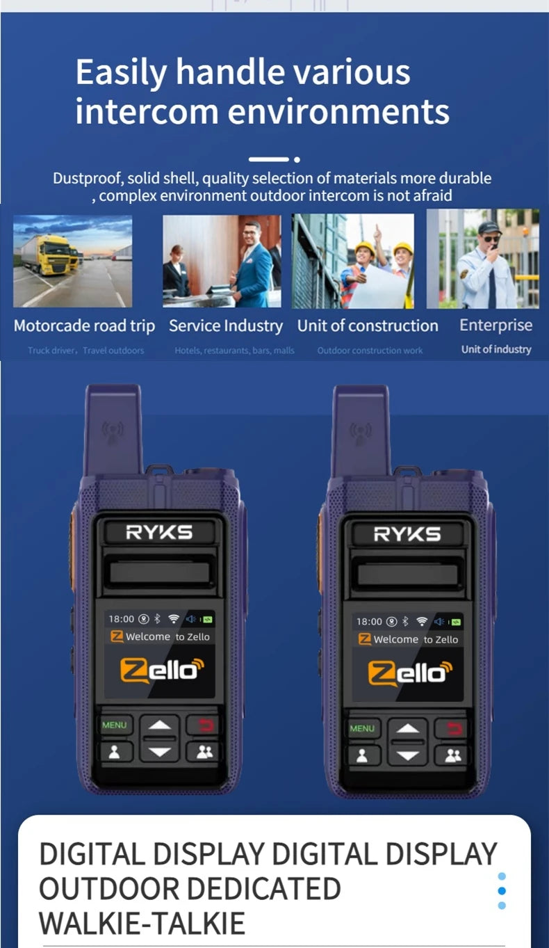 Android 8.0 Long Range Communication Radio Zello Walkie Talkie 4G Bluetooth 5000Km Wifi Wireless Devices Portable Two-Way Radio