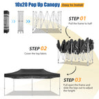 10x20 Heavy Duty Pop Up Canopy Tent for Parties Event Wedding Commercial Instant Canopy with Roller Bag, Party Tent Waterproof