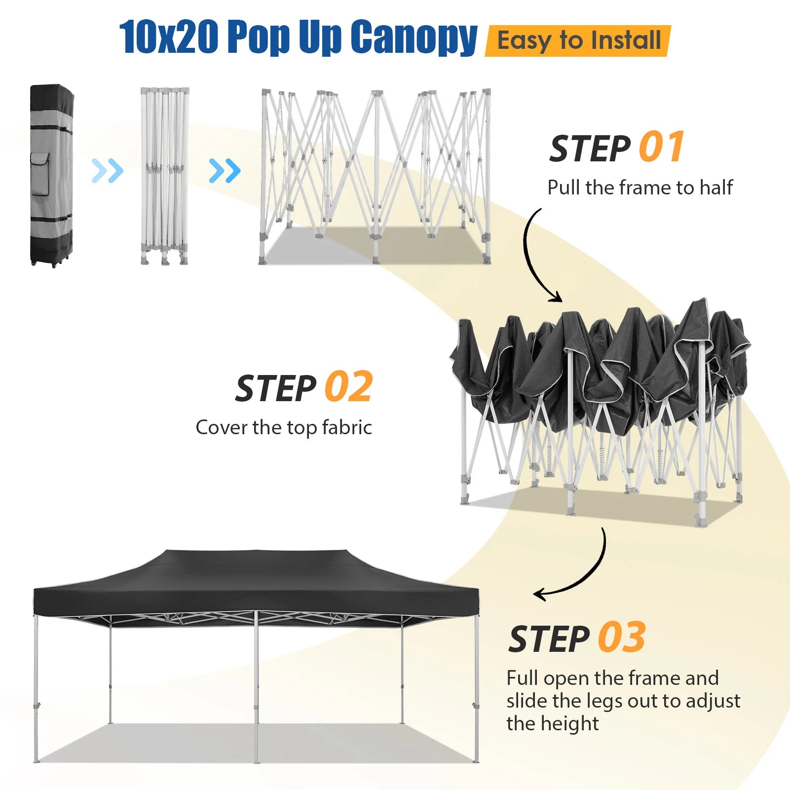 10x20 Heavy Duty Pop Up Canopy Tent for Parties Event Wedding Commercial Instant Canopy with Roller Bag, Party Tent Waterproof