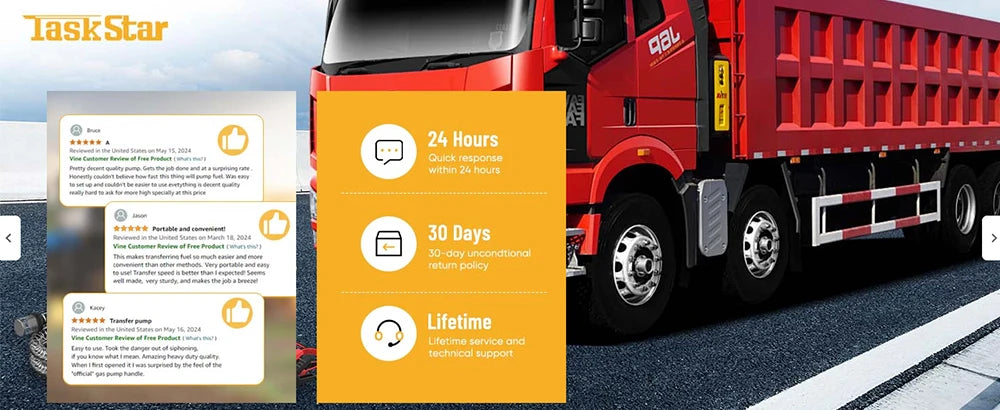 TaskStar 12V Electric Fuel Transfer Pump Kit 13GPM Battery Diesel Transfer Pump with Fuel Nozzle Hoses for Home Business Farm