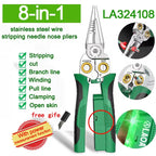 LAOA Electrician's pliers, multi-function wire stripper, 8-in-1 stainless steel needle-nose pliers with electrical measurement