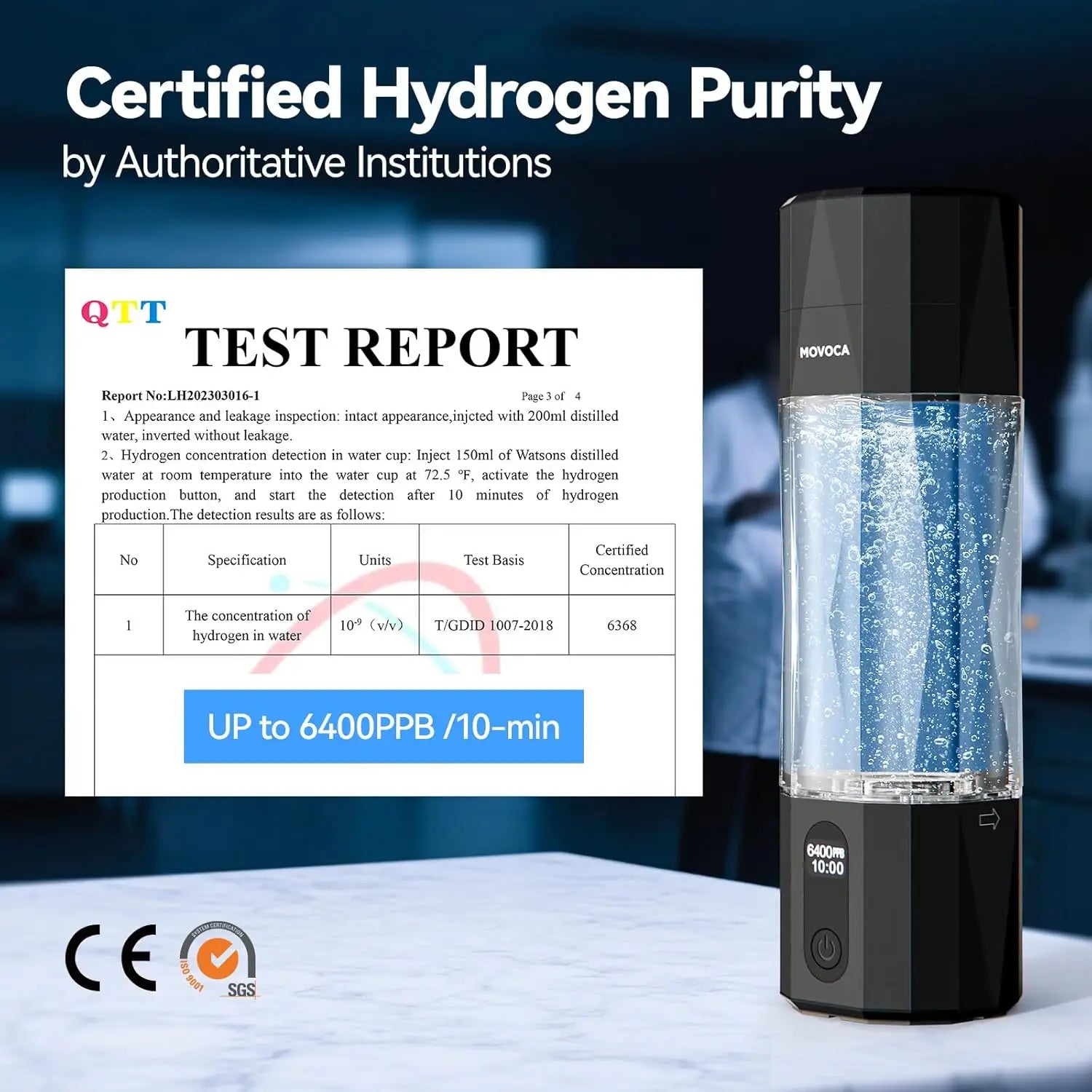 Upgrade Hydrogen Water Bottle 6400PPB Generator SPE PEM Tech 7OZ Portable Health Gift