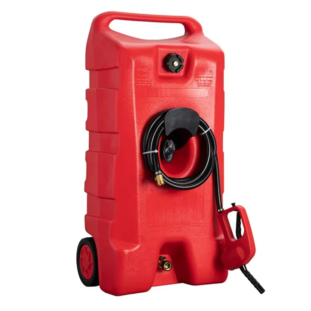 14 Gallon Portable Gas Fuel Tank Container 10 Foot Long Hose with LE Fluid Transfer Siphon Pump Dispensers Type Fuel Caddy