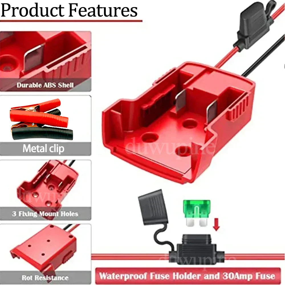 Car Emergency Power DIY Adapter Automotive 30A Fuse Igniter Jump Starter for Makita for Milwaukee for Dewalt 18V Li-ion  Battery