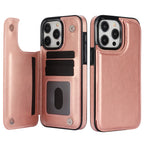 Wallet Double Button With Card Slot Stand Flip Leather Case For iPhone 16e 16 Pro Max 15 Plus 14 13 12 Mini 11 SE3 SE2 X XR 8 7