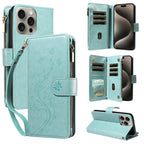 Embossed Zipper Leather Case for Samsung GalaxyS25Ultra S24 S23 S22 S21 S20 S10 S9 S8 Plus FE M33 NOTE10 Series Wallet Cover
