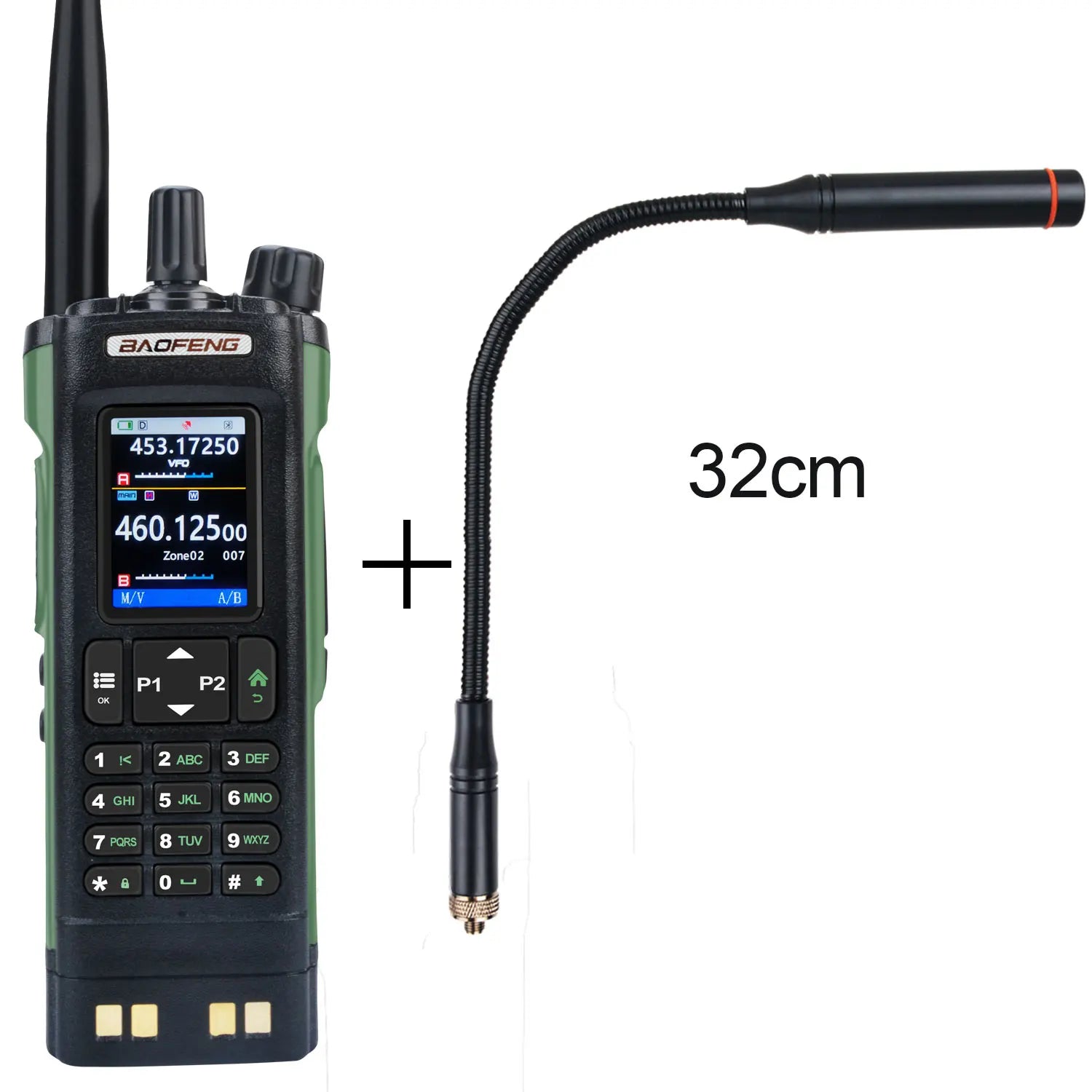 Walkie Talkie Baofeng UV-32 Air Band 10W GPS Amateur FM Two Way Radio with 2.0" HD Screen and 2200mah USB-C Charging Battery