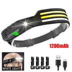 COB LED Headlamp Induction Head Lamp Built-in Battery USB Rechargeable Head Flashlight Outdoor Camping Fishing Sensor Headlight