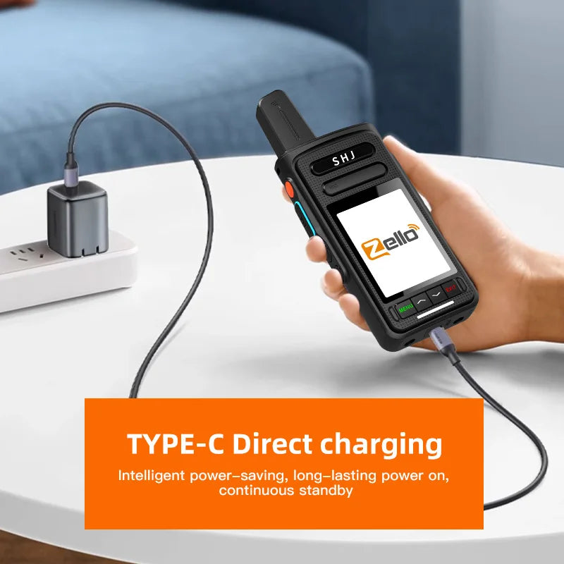 Zello POC Radio 2.4" Android 8.1 Smart Walkie Talkie, 4G SIM/WiFi, 100-Mile Long Range, Bluetooth Handheld Radio