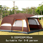 2 Bedroom 1 Hall Camping Tent 5-8 Person Double Layers Oversize Thickened Rainproof Tent Outdoor Family Camp Tour Equipment