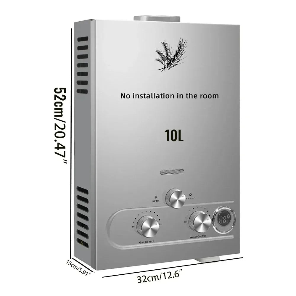 VEVOR 6L 8L 10L 12L 16L 18L LPG Portable Instand Water Heater Propane Gas LPG Wall-Mounted Tankless Water Heater Digital Display
