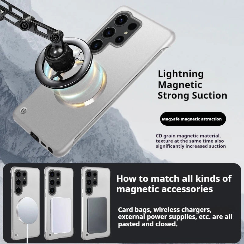 Thin Metallic Paint PC For Magsafe Magnetic Case For Samsung Galaxy S25Ultra S25 S24 S23 S22 Plus Ultra Borderless Cooling Cover