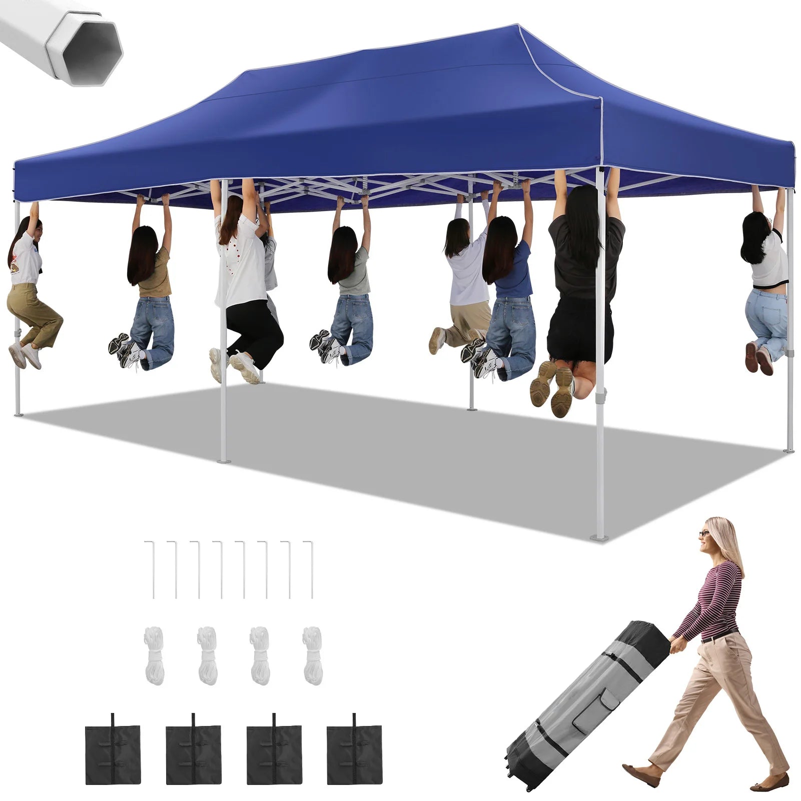 10x20 Heavy Duty Pop Up Canopy Tent for Parties Event Wedding Commercial Instant Canopy with Roller Bag, Party Tent Waterproof