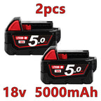 For Milwaukee 18V/ 3Ah 5Ah 6Ah 18650 Lithium Replacement Battery For Milwaukee 48-11-1860 48-11-1850 48-11-1840 Tool Battery