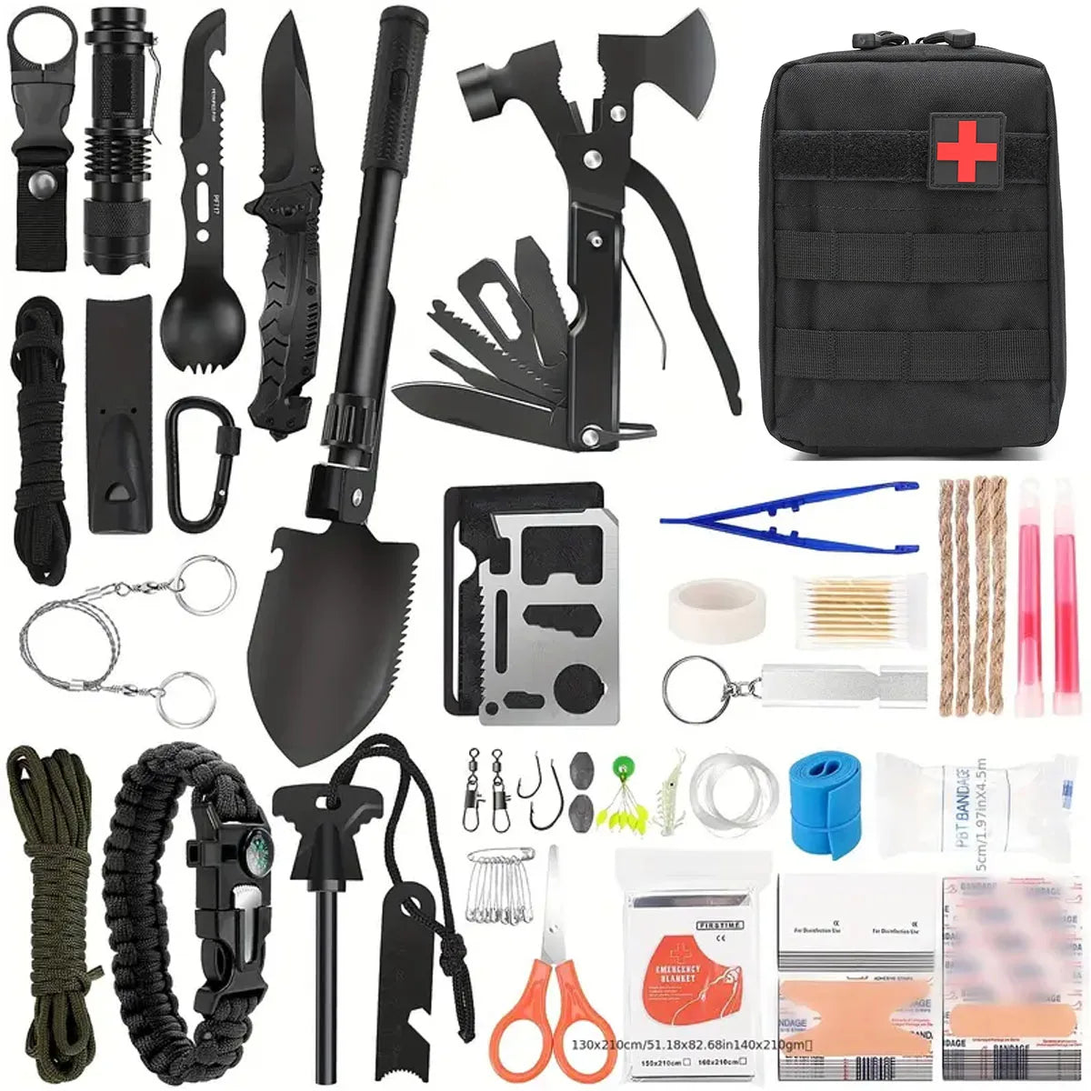 Outdoor Supplies Camping Emergency Equipment Camping Survival Tool Set Multifunctional SelfDefense Supplies First Aid Kits
