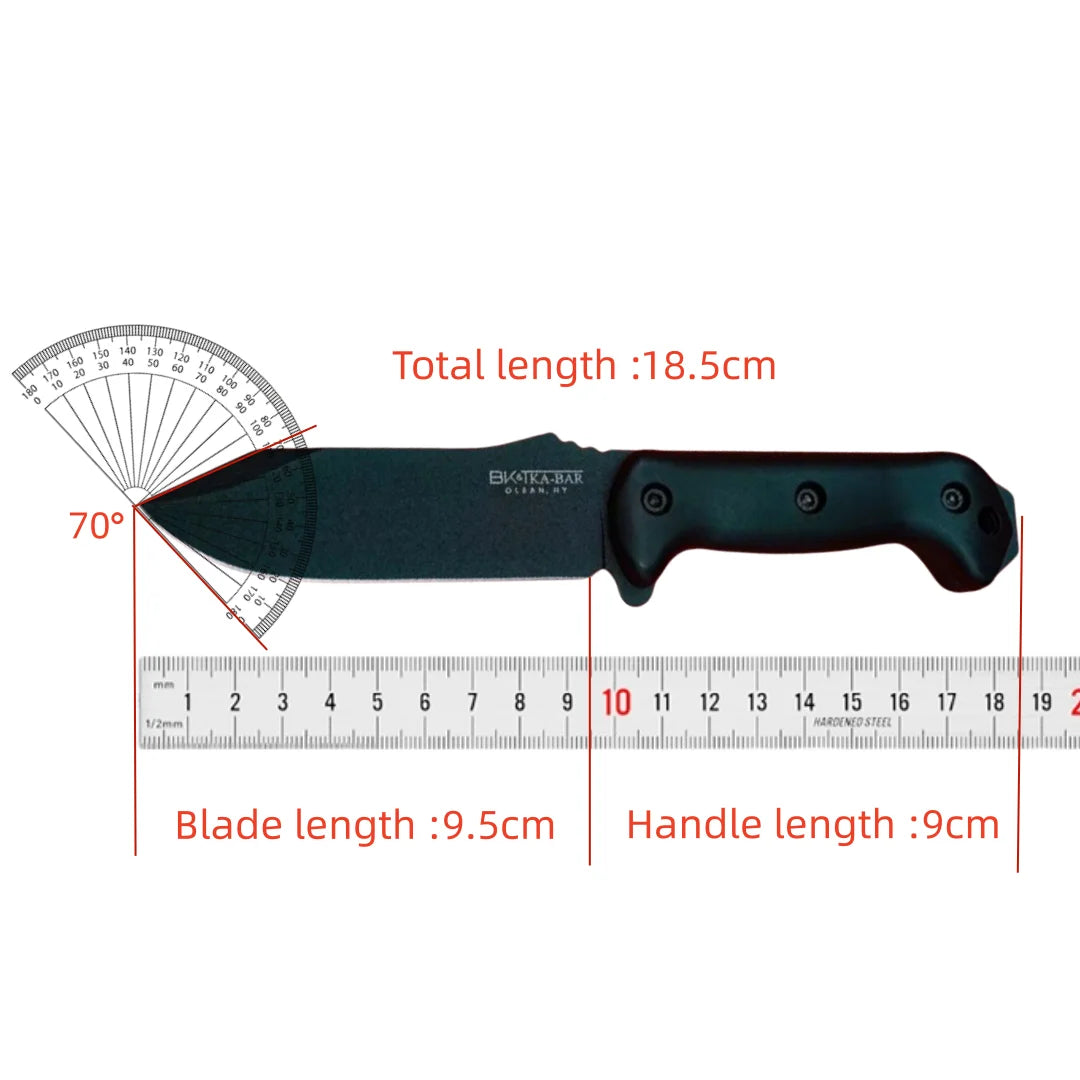 BK9- Tactical Straight Knife, jungle obstacle Clearance Knife, 1095 high-carbon Steel Camping Adventure self-defense Knife
