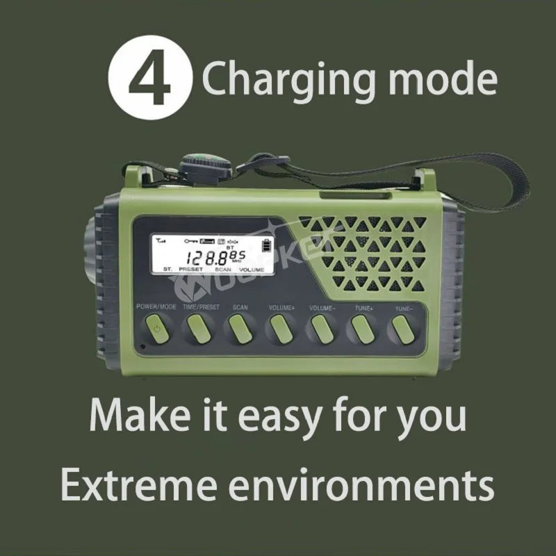 Woopker Radio SY-1199 10000mAh Multifunctional FM Emergency Radio Solar Power AM/FM/SW Portable Bluetooth Radio Power Bank