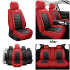 Car seat cover, 5-seater universal, suitable for 90% of 5-seater models，Waterproof leather car interior, (Black/Red)