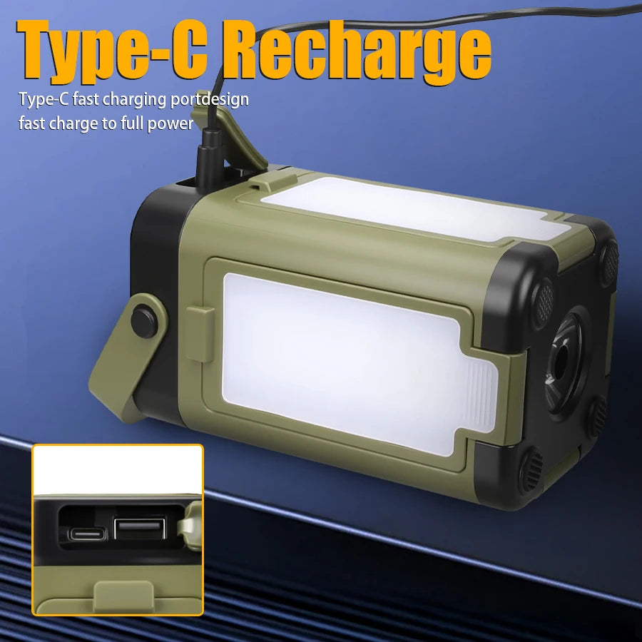 Solar Rechargeable LED Camping Lamp 4 Leaf Foldable Tent Lamp Warm Fire Atmosphere Lamp Outdoor Emergency Lighting Torch Lantern