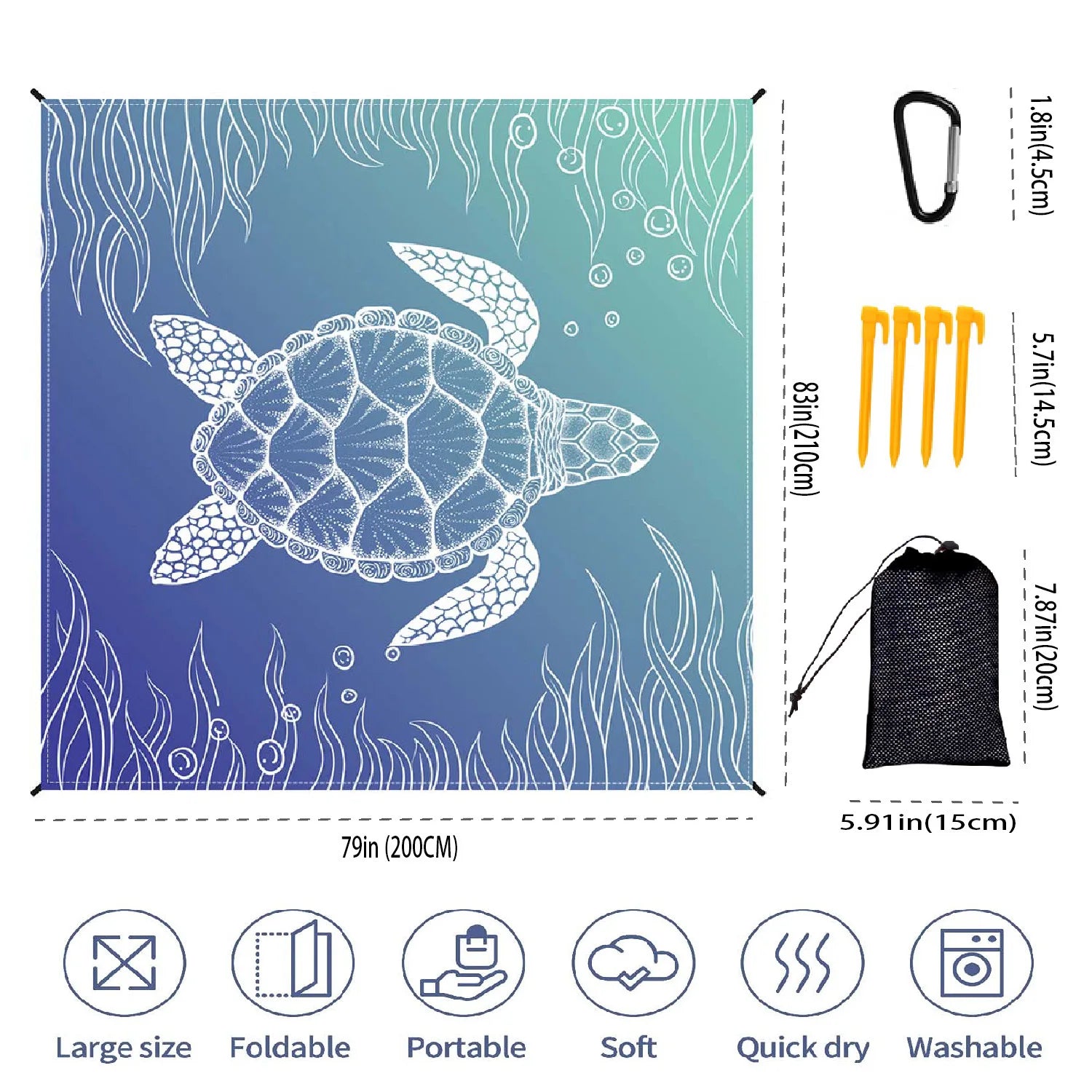 Beach Mat Outdoor Picnic Sandproof Waterproof Soft Comfortable Material Light Weight Portable for Beach Outdoor Travel Camping
