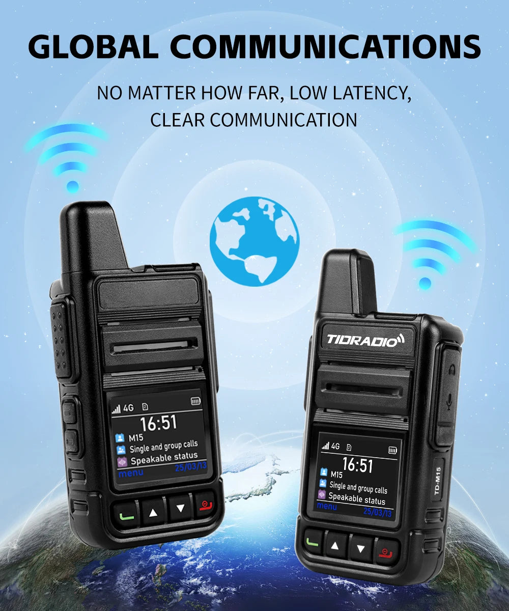 TIDRADIO TD-M15 Global signal POC Radio with 1 Year Sim Card Walkie Talkie Long Range 4G 5000 Miles for Hiking and Camping