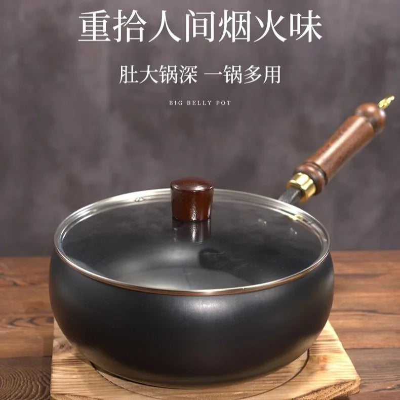 Hot selling iron pot, big belly pot, handmade forging small wok, mini small iron pot, uncoated and non stick household wok