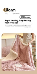 Thickened Coral Fleece Bed Blankets for Winter Warm Soft Imitation Lambs Wool Jacquard Blankets for Bedroom Sleeping Sofa Throw