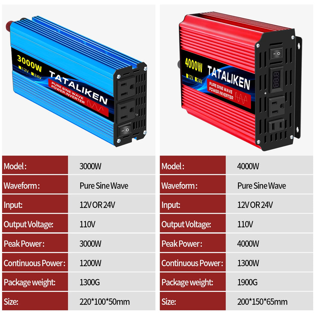 Pure sine wave inverter American socket 3500 w / 4500 w / 5000 w / 6000 w / 7000 w / 8000 w household portable digital display i