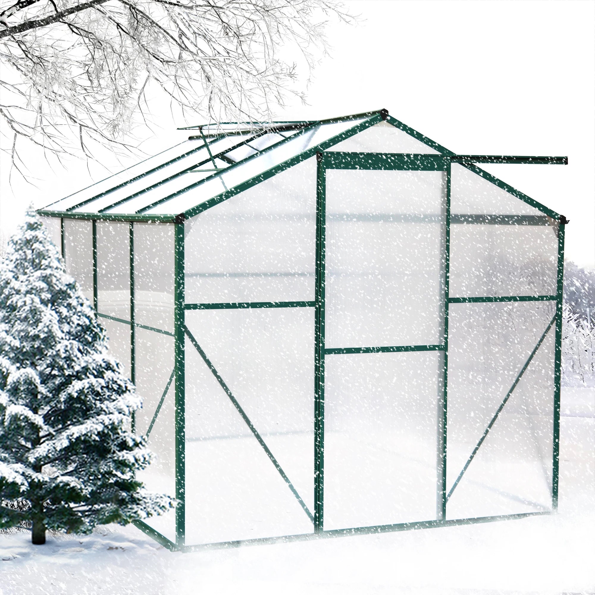 LZBEITEM Polycarbonate Greenhouse,6'x 8' Heavy Duty Walk-in Plant Garden Greenhouse for Backyard/Outdoor