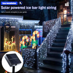 Solar LED Eaves Icicle String Lights 8 Lighting Modes Outdoor Waterproof Christmas Decorations Fairy Lights for Yard Garden