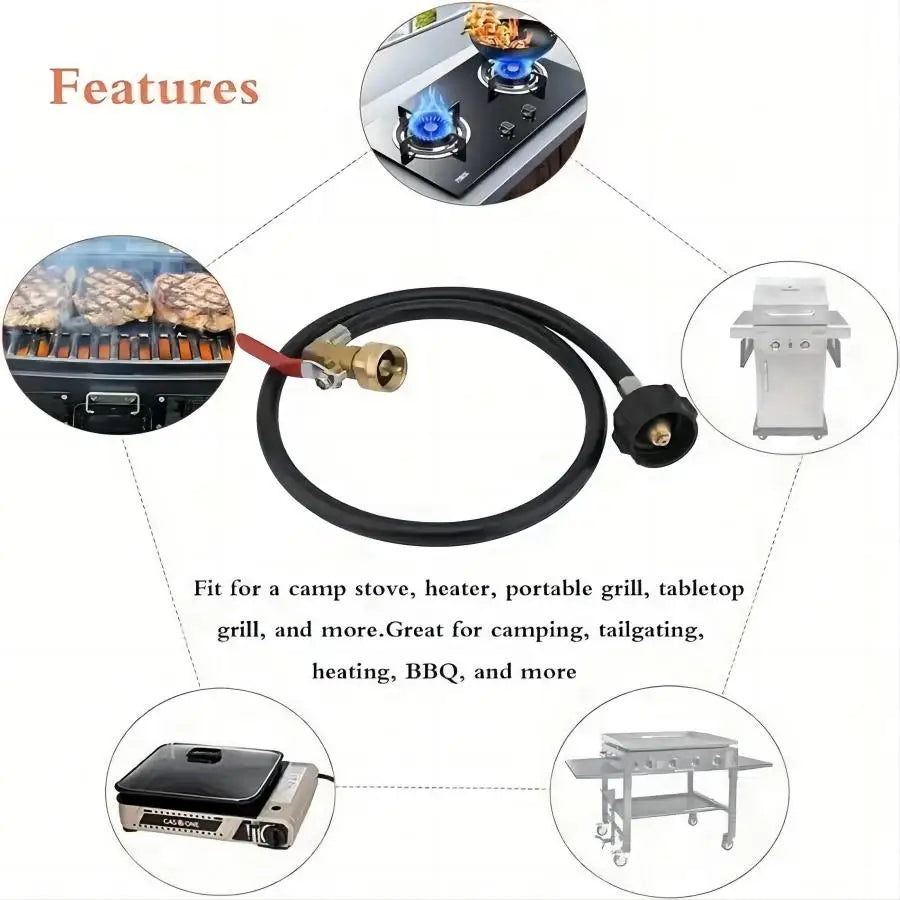 1pc,Propane Tank Refill Adapter Kit,3ft Hose With Safety Shutoff Valve,Easily Fill 1lb Bottles From 20lb,Kitchen Accessaries