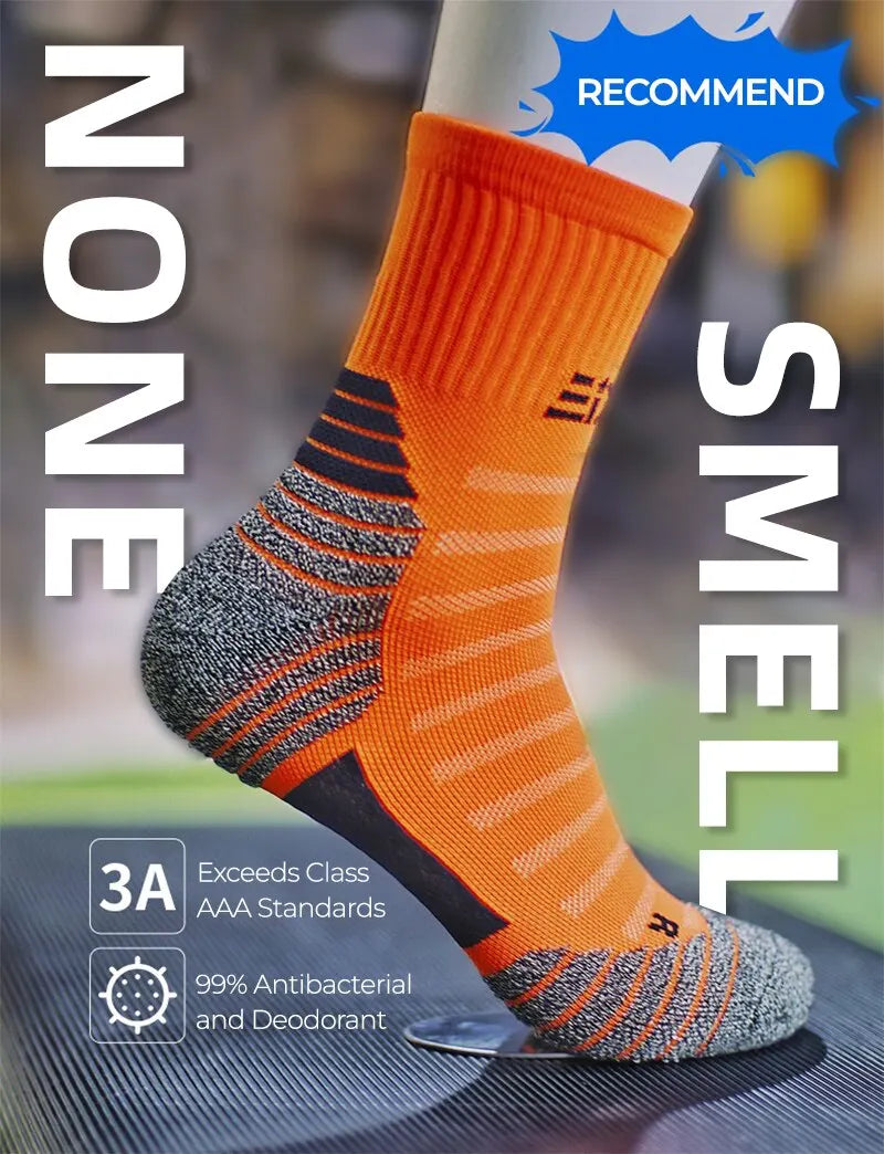 Deodorant Nano Copper Sports Socks for Men Antibacterial Basketball Climbing Sock Summer Compression MTB Cycling Bicycle Running