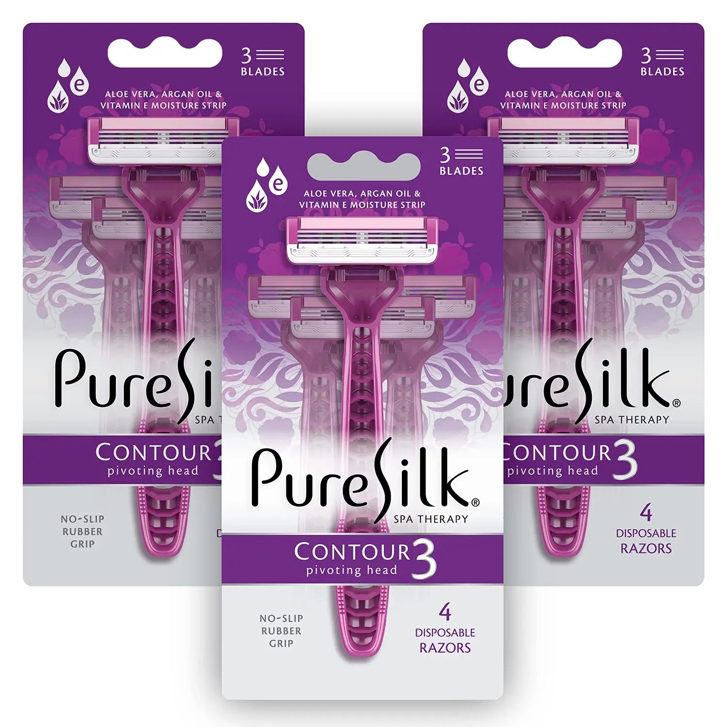 Premium Silk Contour 3 Disposable Razor Bundle - 12 Razors for Smooth Shaving