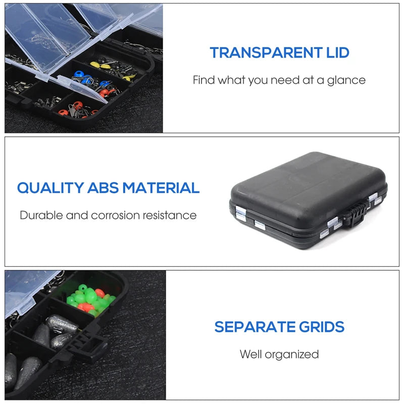 263pcs Outdoor Fishing Accessories Set With Tackle Box Including Plier Jig Hooks Sinker Weight Swivels Snaps Sinker Slides Kit