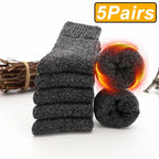 5 Pairs Winter Warm Men’s Socks thick Male Women Socks Super Thicker Solid Socks Winter Socks Against Cold Snow Terry Socks