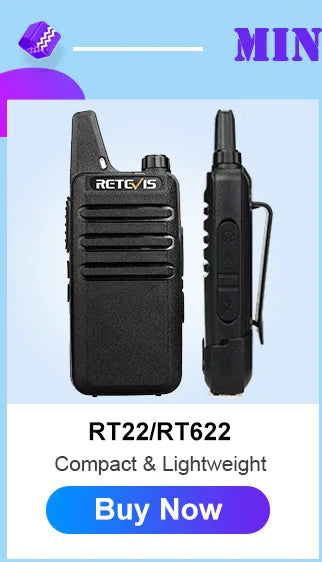 RETEVIS RT622 Walkie Talkie Mini 2 pcs PMR 446 Portable Two-way Radio ht PTT Walkie-talkies Communication Radio for Restaurant