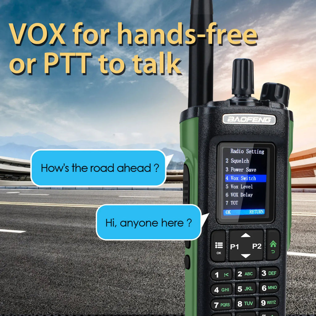 Walkie Talkie Baofeng UV-32 Air Band 10W GPS Amateur FM Two Way Radio with 2.0" HD Screen and 2200mah USB-C Charging Battery