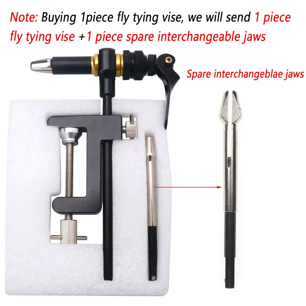Bimoo 360° Rotation C-Clamp Fly Tying Vise Hardened Steel Jaws Jig Lure Making Tool Bobbin Holder Threader Fly Tying Tool 200D