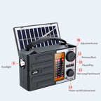 Portable AM FM SW Radio with LED Flashlight & BT Speaker Full Band Radio Emergency Radio for Outdoor Camping and Emergency