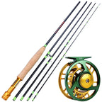 Sougayilang Fly Fishing Rods and Reels 5-sections Carbon Rod 5/6 Reels for Trout Perch Fishing Suitable for Leisure Fishing