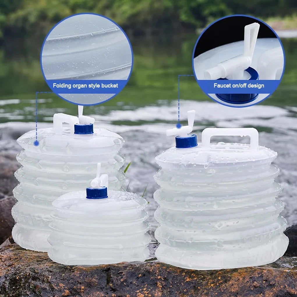 2025 New Portable 5/10L /15L Outdoor Foldable Collapsible Drinking Car Water Bag Carrier Container Outdoor Camping Hiking Picnic