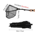 Fishing Landing Net Aluminum Alloy Durable Telescoping Extend to 190cm/130cm/55cm Folding Mesh Safe Fish Catching Releasing