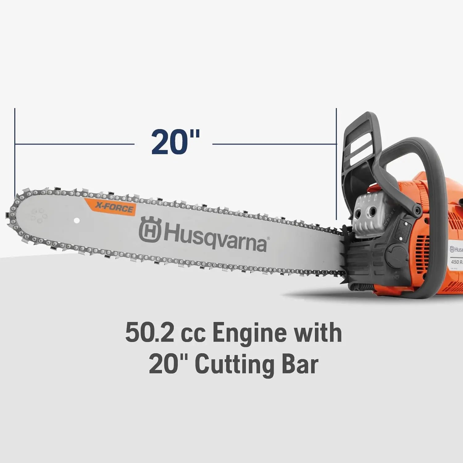 20-Inch Gas Chainsaw, 50.2cc 3.2HP 2-Cycle Engine for Tree Pruning, Yard Cleanup & Firewood Cutting