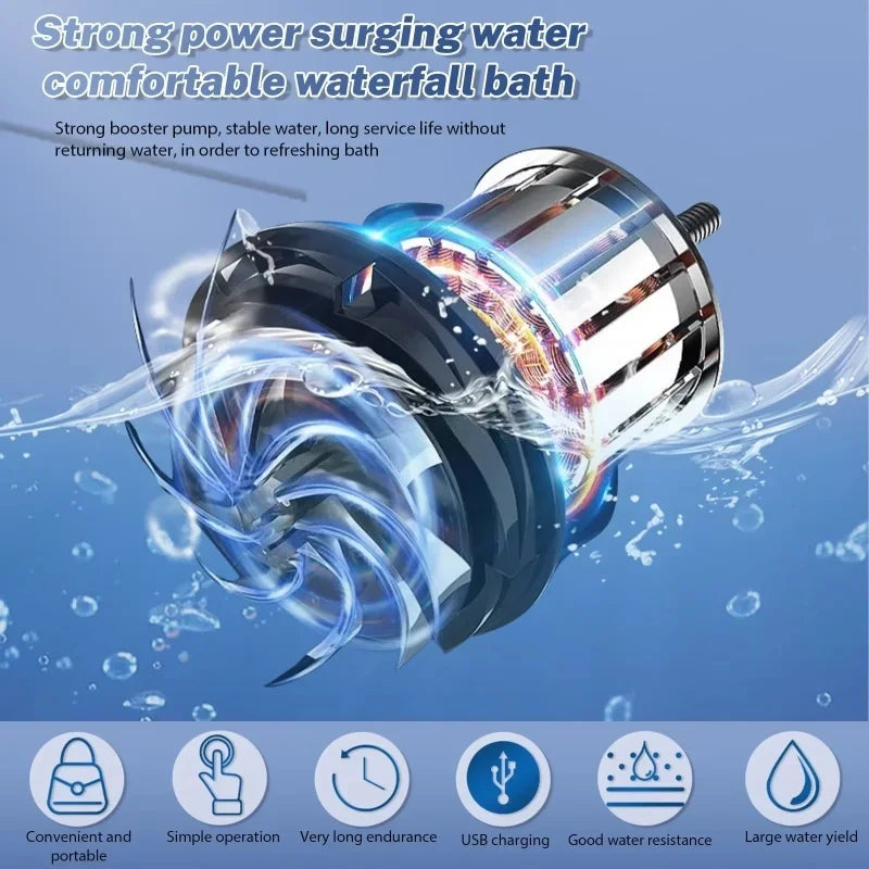 Portable Rechargeable Outdoor Shower Handheld Compact Design Gentle Flow for Car Washing Gardening Bathing Camping Travel