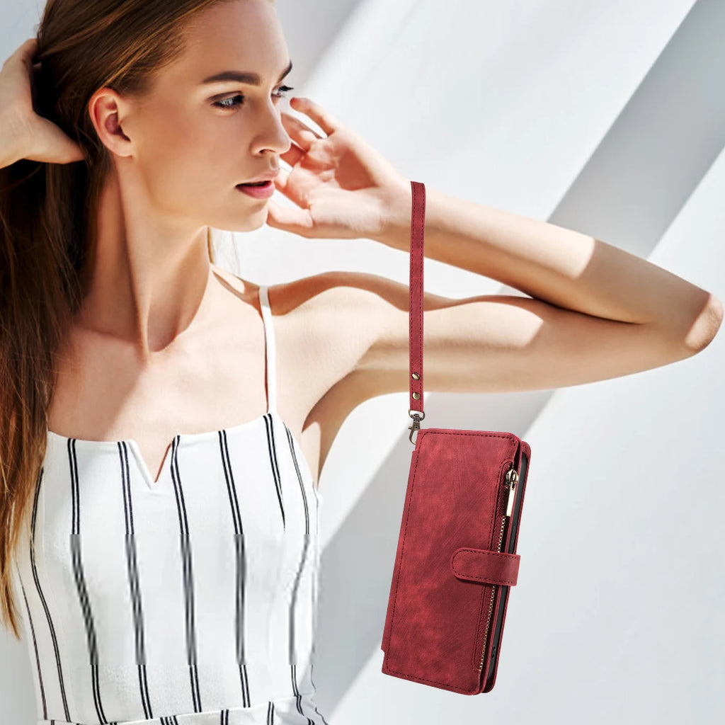 PU Leather Phone Case for IPhone 17Air  17 Pro Max 16 Pro Max 16e 15 14 13 12 11 Pro Max Plus  Flip Wallet Style Phone Cover